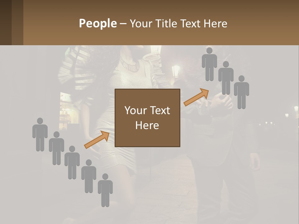 A Man And A Woman Walking Down A Street At Night PowerPoint Template