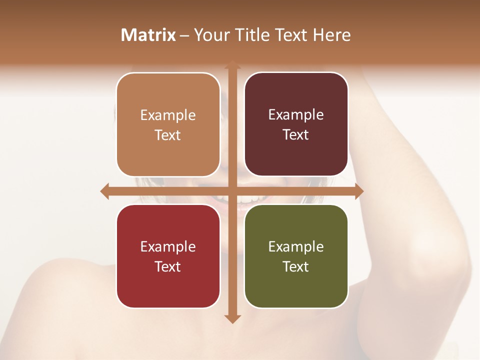 A Woman Is Smiling While Holding Her Hair PowerPoint Template