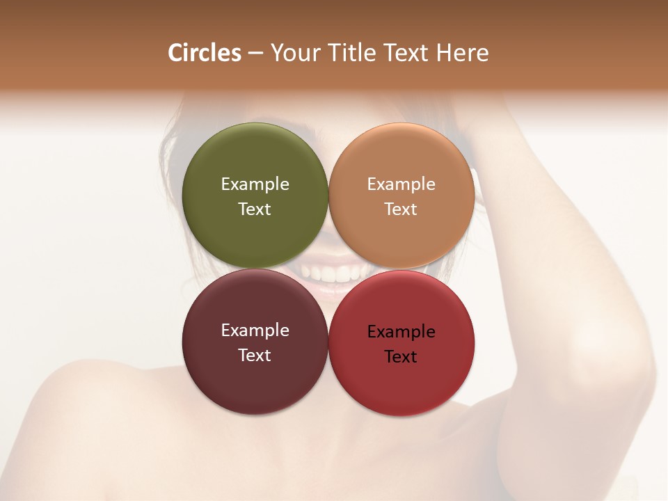 A Woman Is Smiling While Holding Her Hair PowerPoint Template