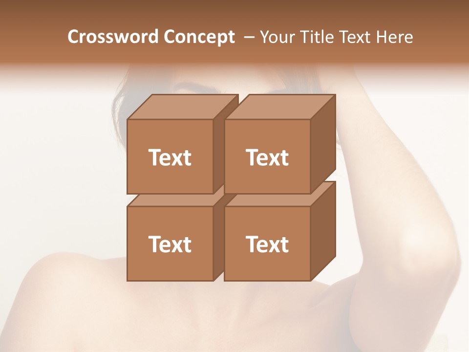 A Woman Is Smiling While Holding Her Hair PowerPoint Template