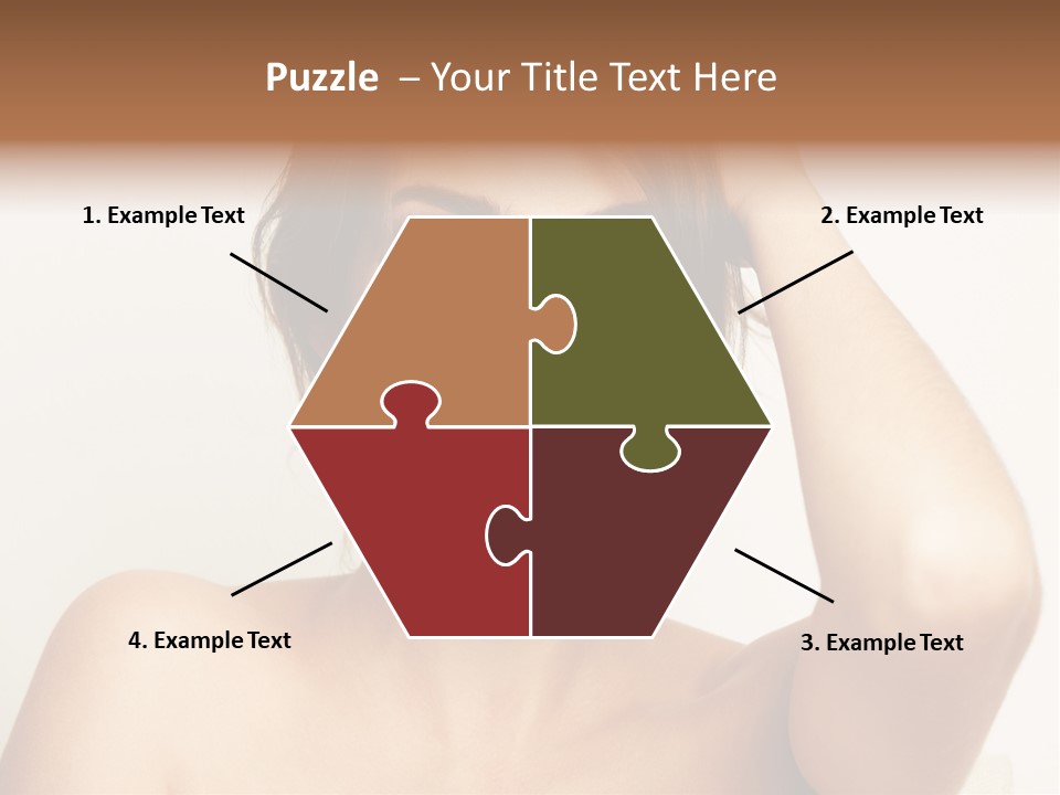 A Woman Is Smiling While Holding Her Hair PowerPoint Template