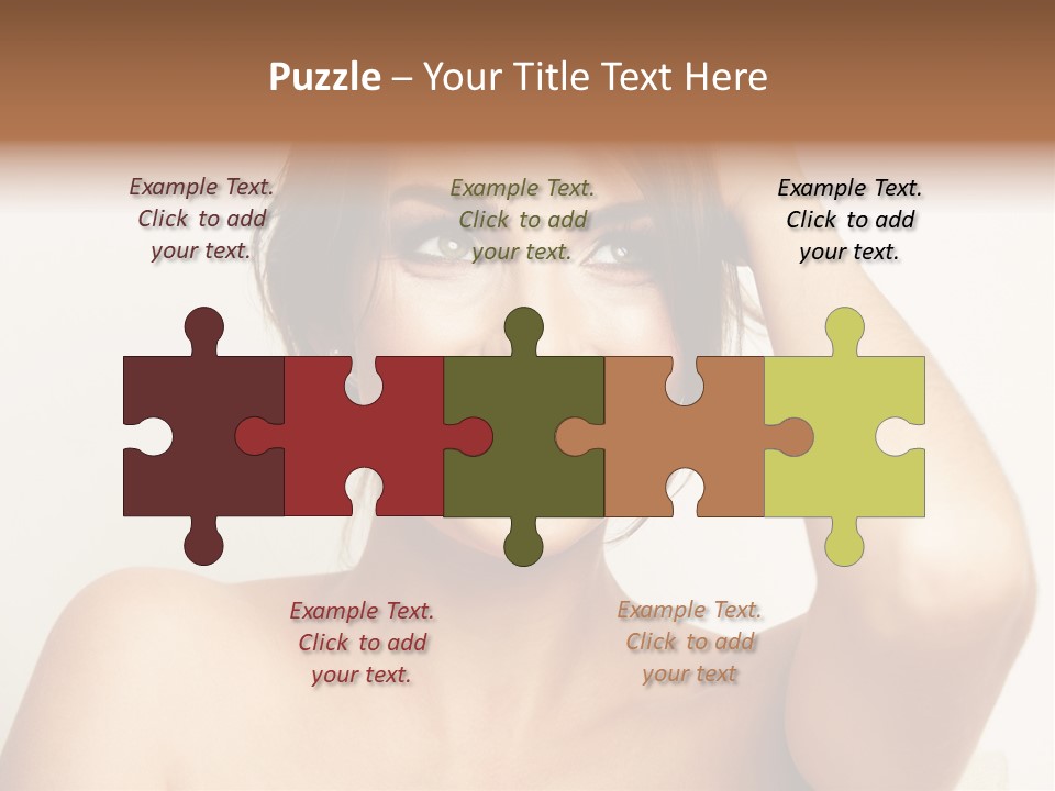 A Woman Is Smiling While Holding Her Hair PowerPoint Template