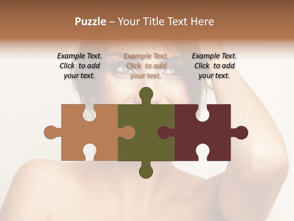 A Woman Is Smiling While Holding Her Hair PowerPoint Template