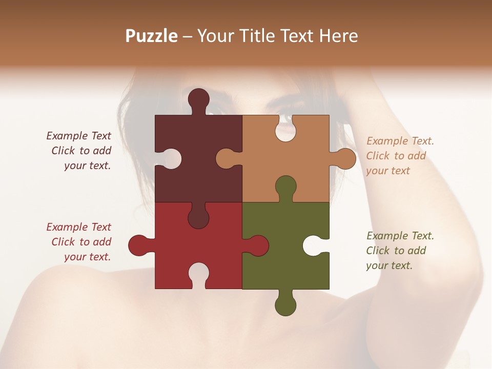 A Woman Is Smiling While Holding Her Hair PowerPoint Template