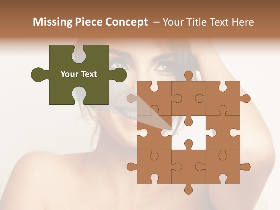 A Woman Is Smiling While Holding Her Hair PowerPoint Template