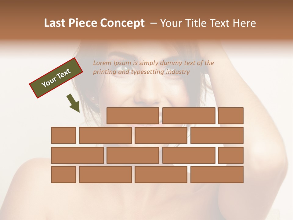 A Woman Is Smiling While Holding Her Hair PowerPoint Template