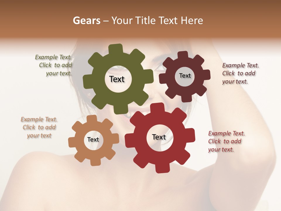 A Woman Is Smiling While Holding Her Hair PowerPoint Template