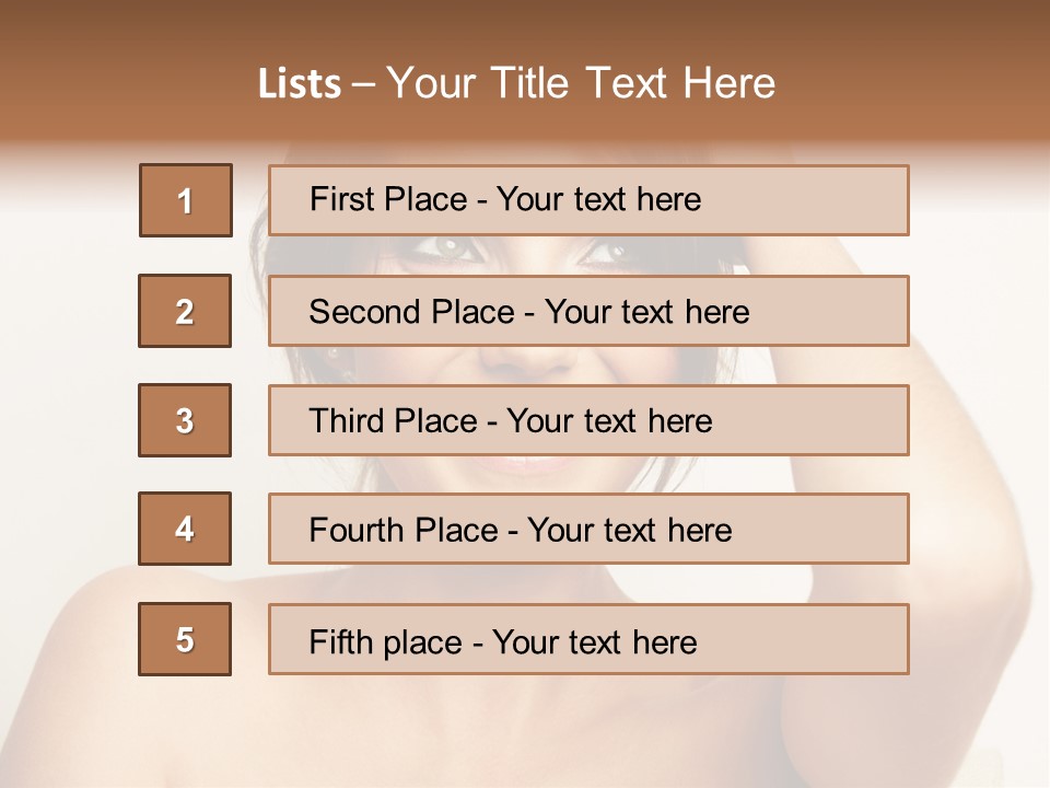 A Woman Is Smiling While Holding Her Hair PowerPoint Template