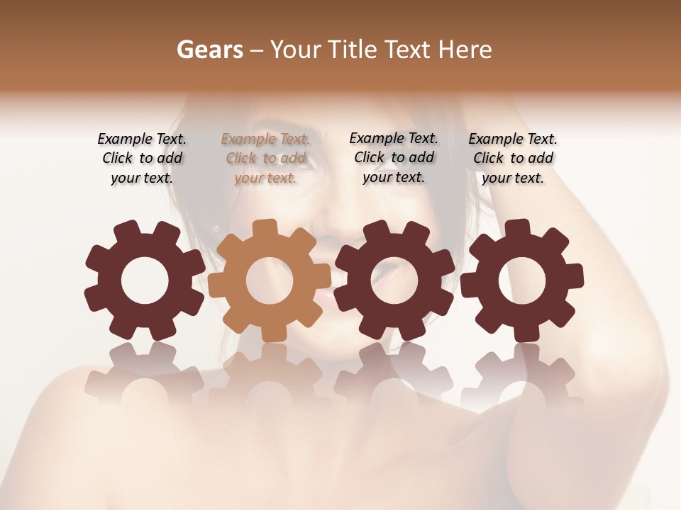 A Woman Is Smiling While Holding Her Hair PowerPoint Template