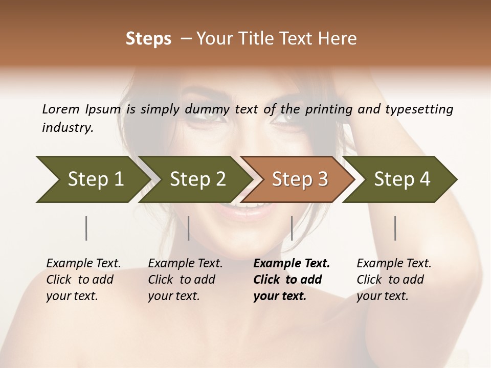 A Woman Is Smiling While Holding Her Hair PowerPoint Template