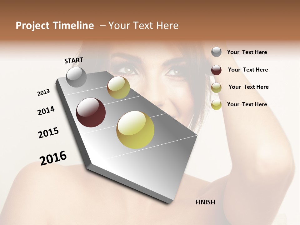 A Woman Is Smiling While Holding Her Hair PowerPoint Template
