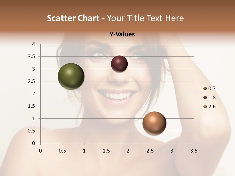 A Woman Is Smiling While Holding Her Hair PowerPoint Template