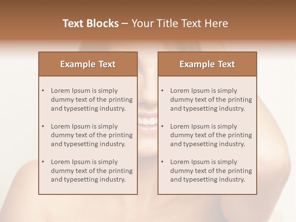 A Woman Is Smiling While Holding Her Hair PowerPoint Template