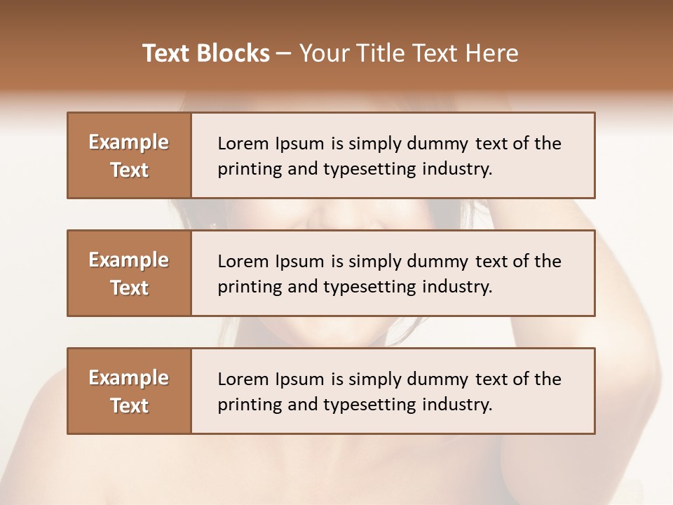 A Woman Is Smiling While Holding Her Hair PowerPoint Template