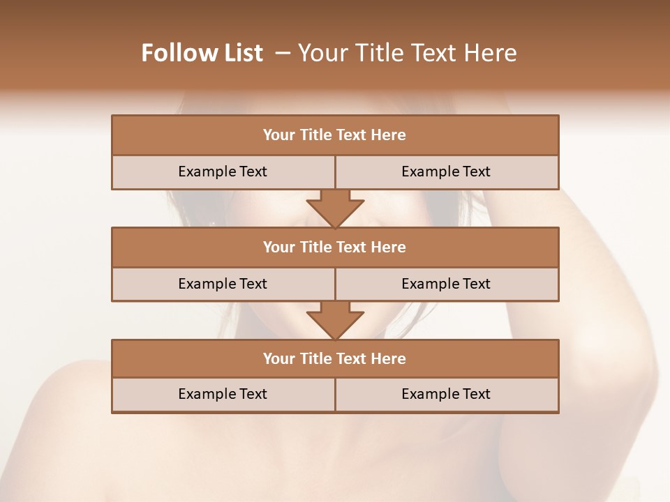 A Woman Is Smiling While Holding Her Hair PowerPoint Template