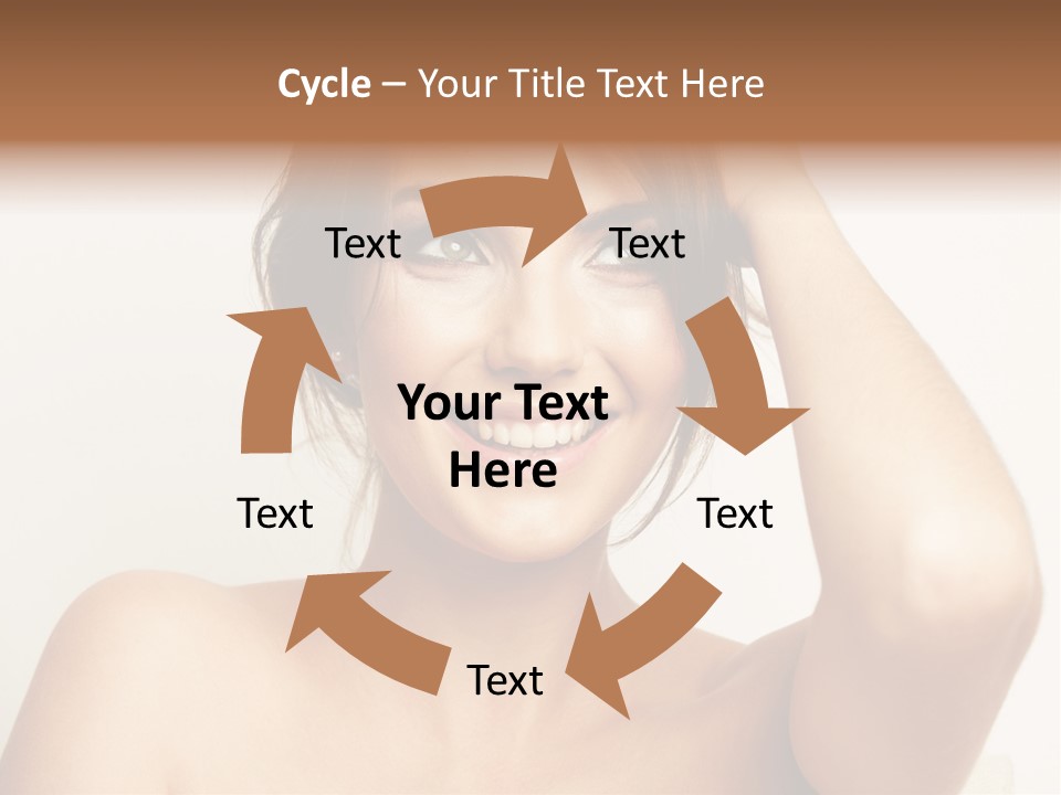 A Woman Is Smiling While Holding Her Hair PowerPoint Template