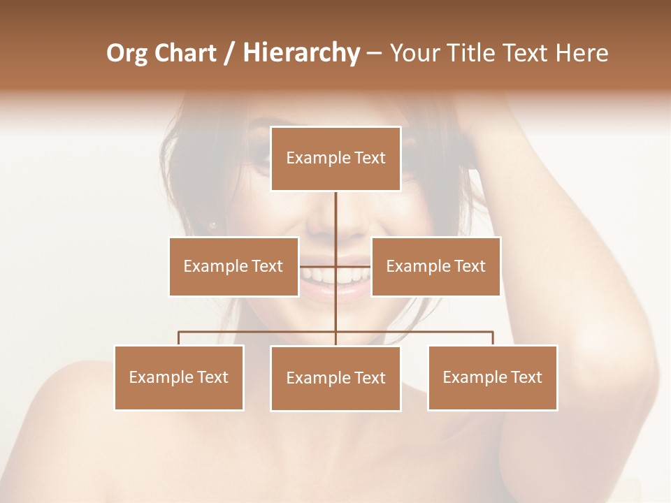 A Woman Is Smiling While Holding Her Hair PowerPoint Template