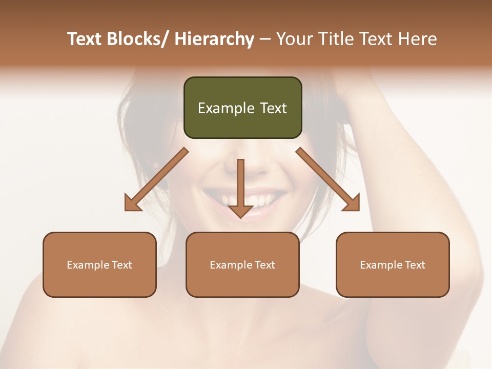 A Woman Is Smiling While Holding Her Hair PowerPoint Template