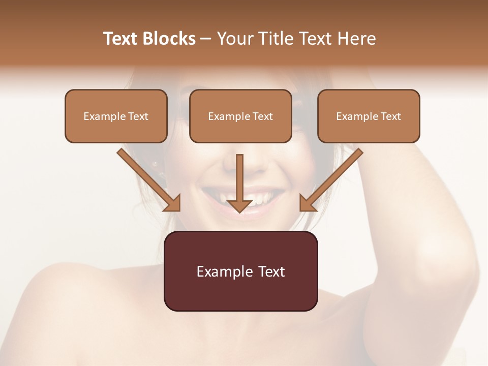 A Woman Is Smiling While Holding Her Hair PowerPoint Template