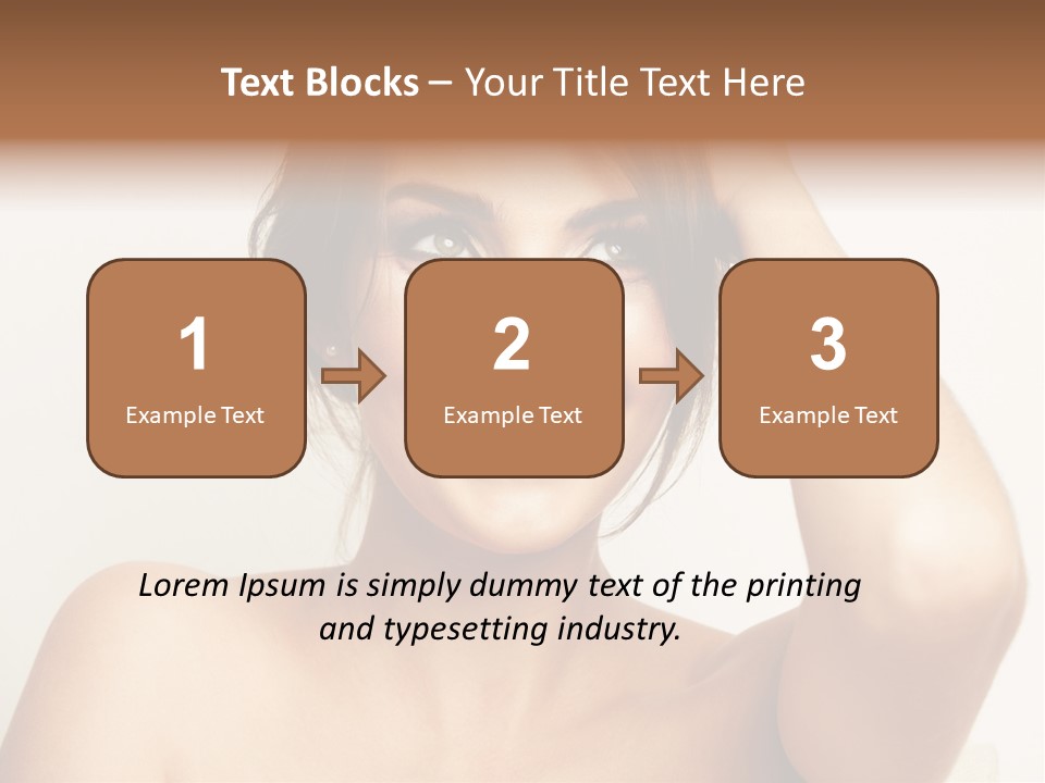 A Woman Is Smiling While Holding Her Hair PowerPoint Template