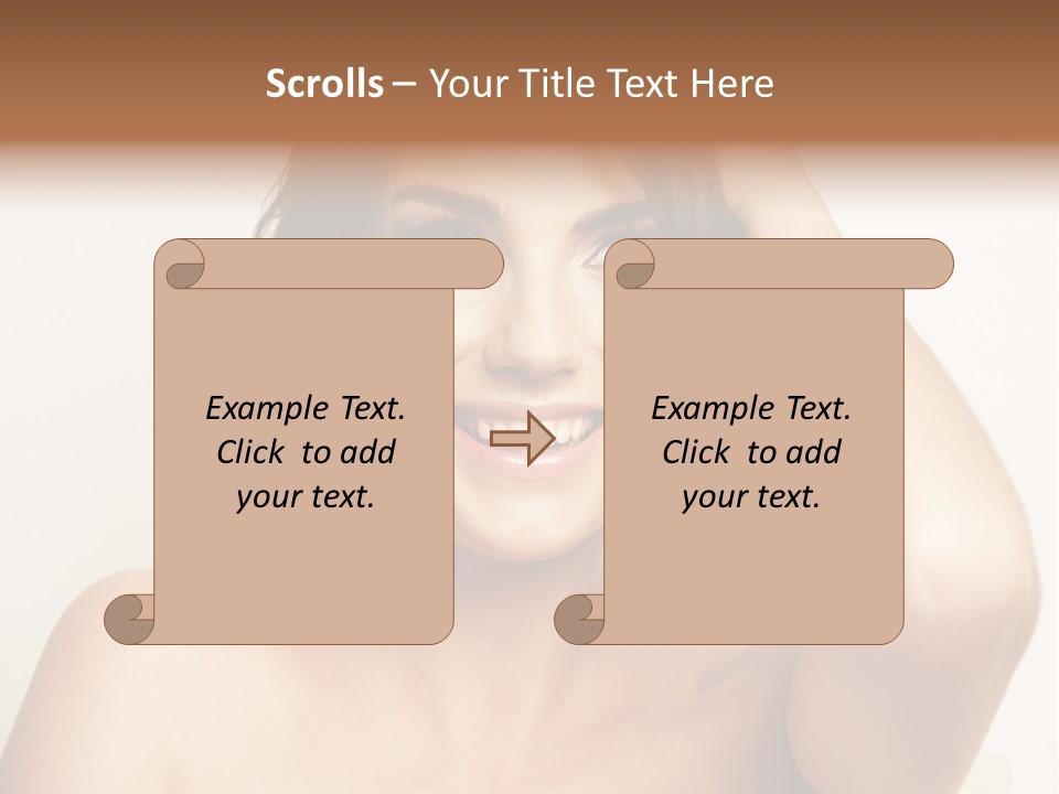 A Woman Is Smiling While Holding Her Hair PowerPoint Template