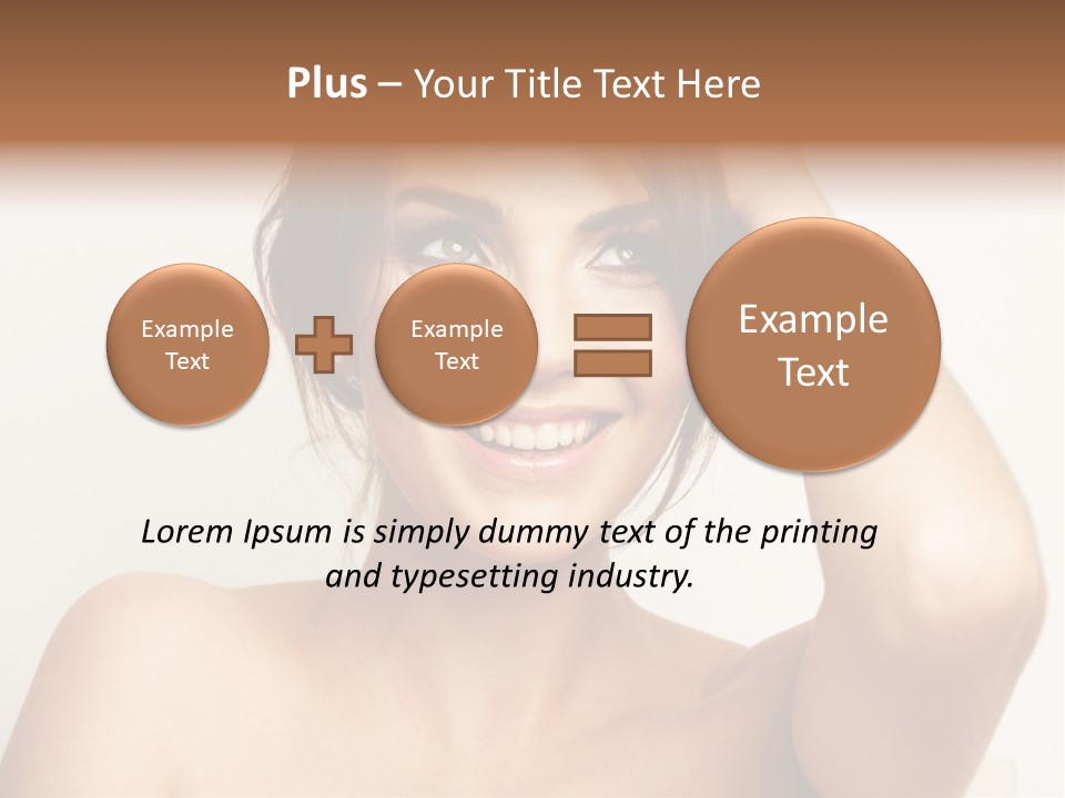 A Woman Is Smiling While Holding Her Hair PowerPoint Template