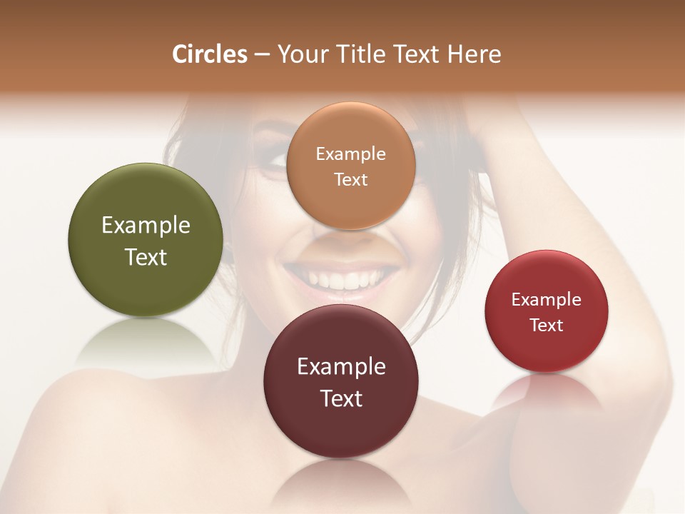 A Woman Is Smiling While Holding Her Hair PowerPoint Template