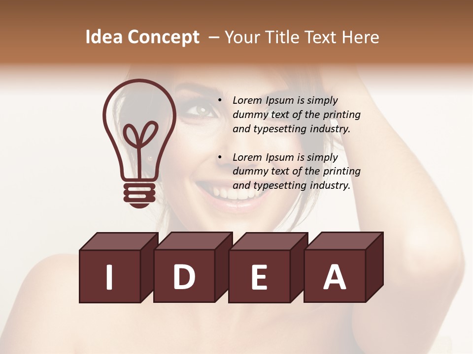 A Woman Is Smiling While Holding Her Hair PowerPoint Template