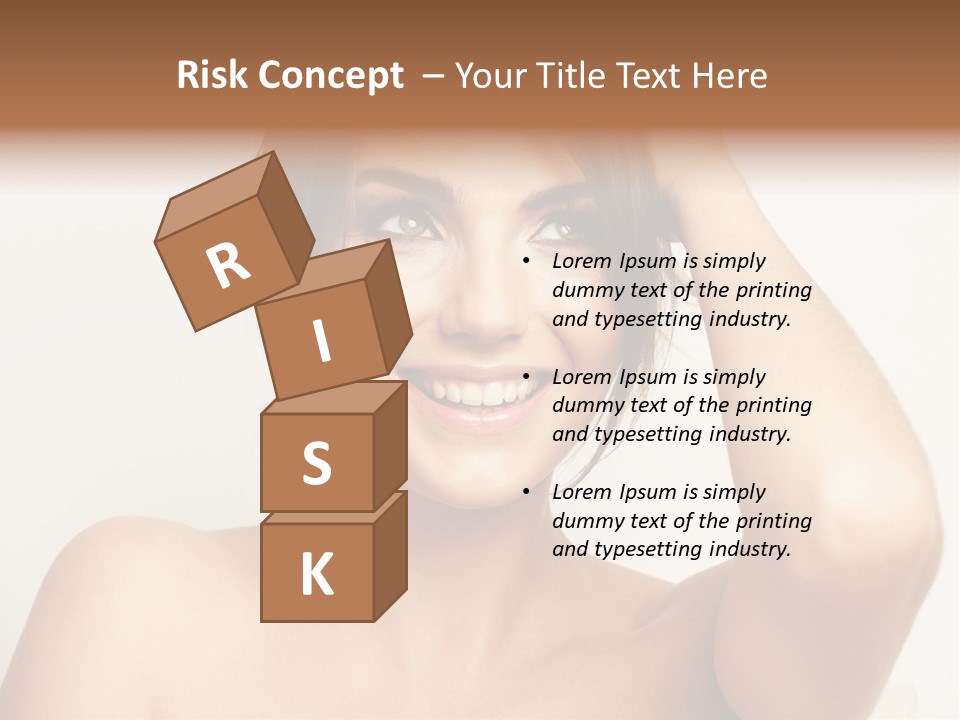 A Woman Is Smiling While Holding Her Hair PowerPoint Template