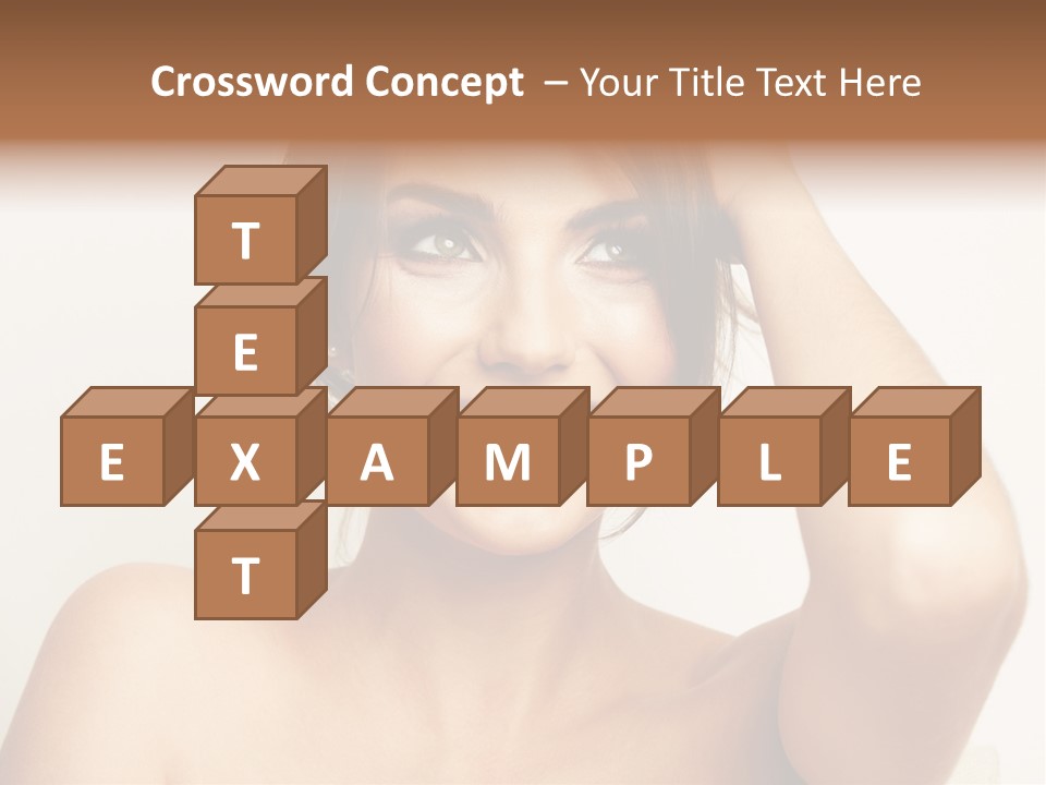 A Woman Is Smiling While Holding Her Hair PowerPoint Template