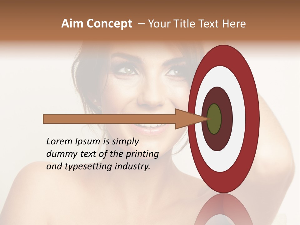 A Woman Is Smiling While Holding Her Hair PowerPoint Template