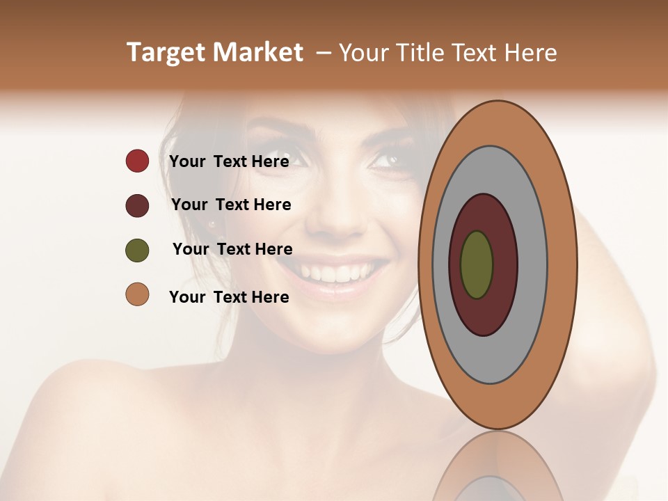 A Woman Is Smiling While Holding Her Hair PowerPoint Template