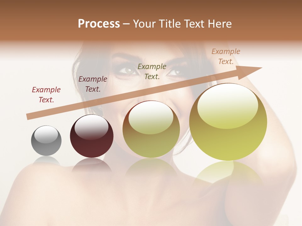 A Woman Is Smiling While Holding Her Hair PowerPoint Template