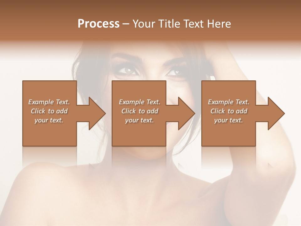 A Woman Is Smiling While Holding Her Hair PowerPoint Template