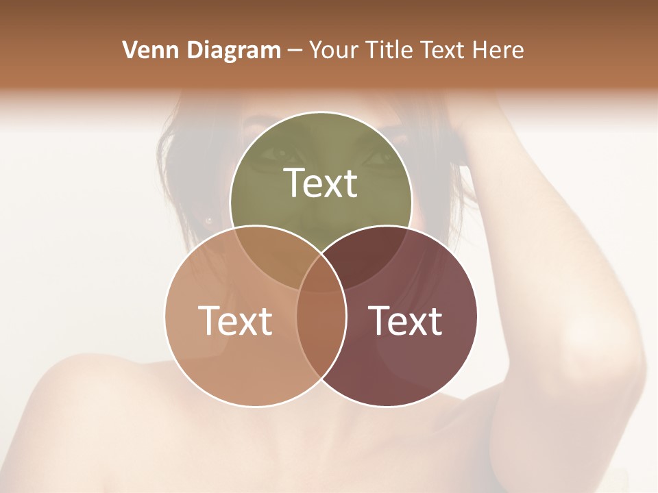 A Woman Is Smiling While Holding Her Hair PowerPoint Template