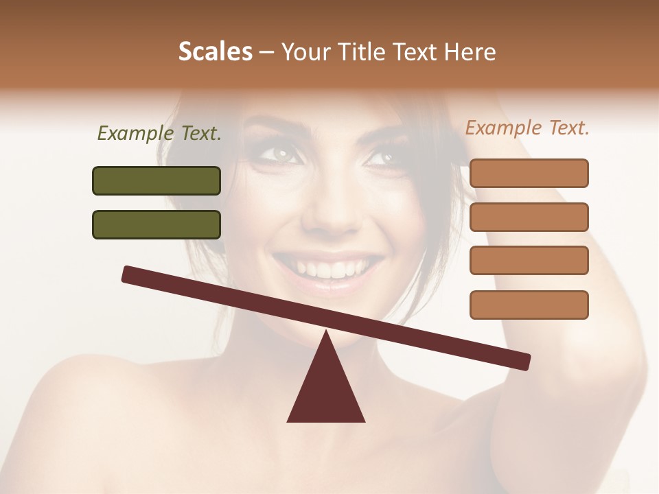 A Woman Is Smiling While Holding Her Hair PowerPoint Template