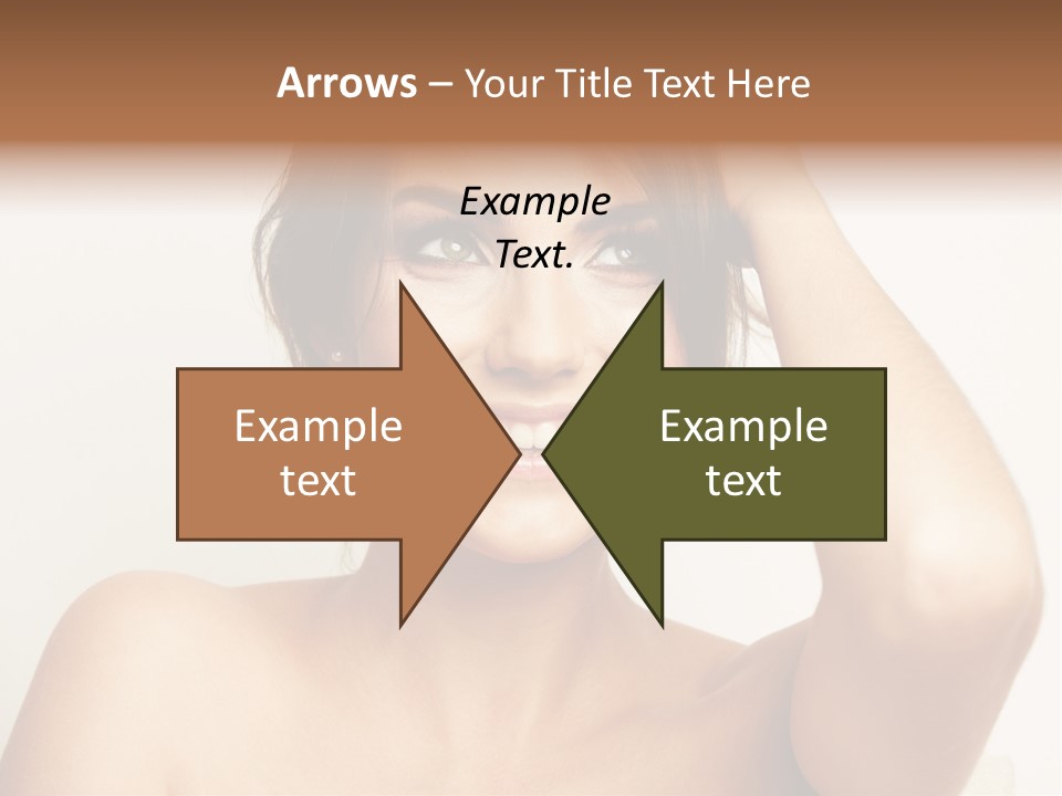 A Woman Is Smiling While Holding Her Hair PowerPoint Template