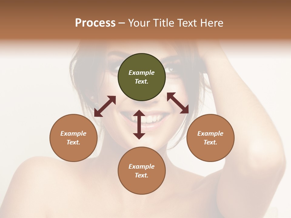 A Woman Is Smiling While Holding Her Hair PowerPoint Template