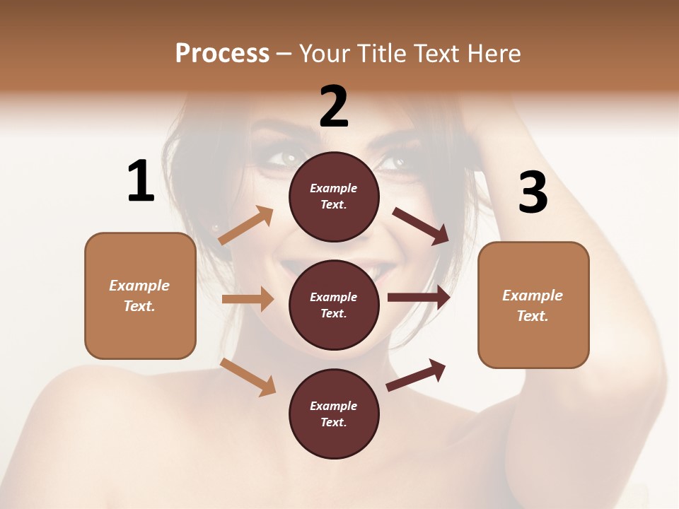 A Woman Is Smiling While Holding Her Hair PowerPoint Template