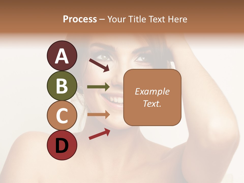 A Woman Is Smiling While Holding Her Hair PowerPoint Template