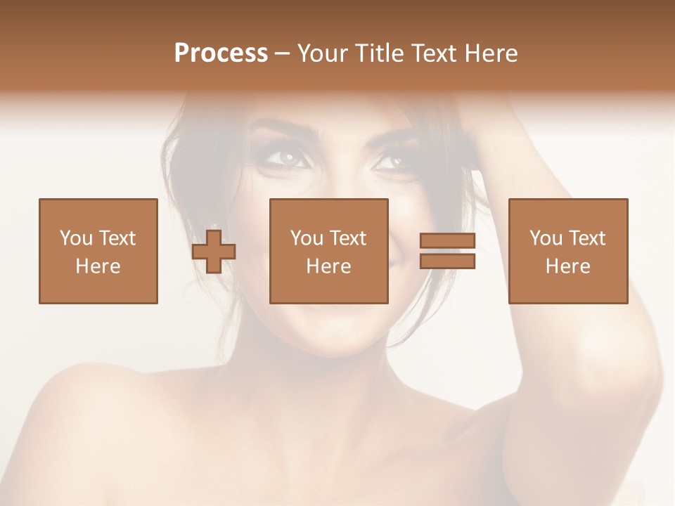 A Woman Is Smiling While Holding Her Hair PowerPoint Template