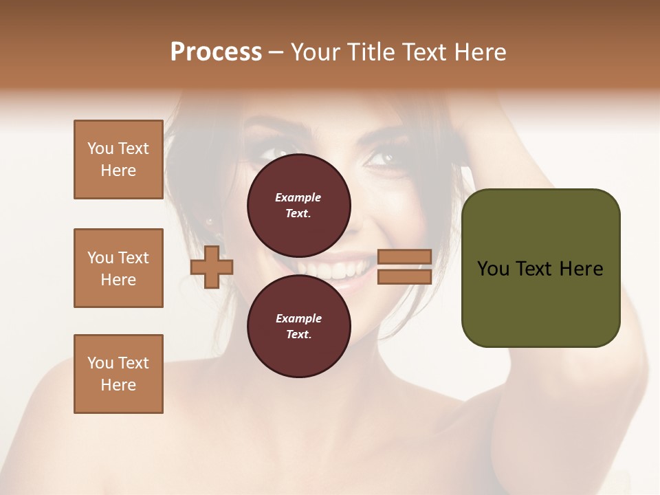 A Woman Is Smiling While Holding Her Hair PowerPoint Template