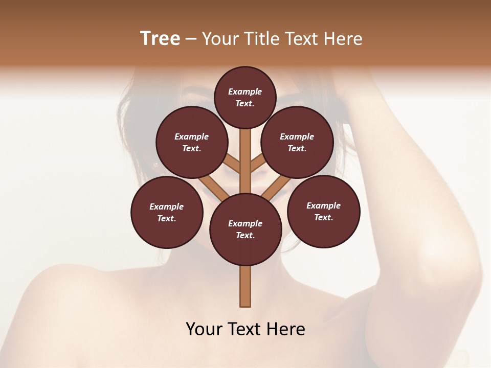 A Woman Is Smiling While Holding Her Hair PowerPoint Template