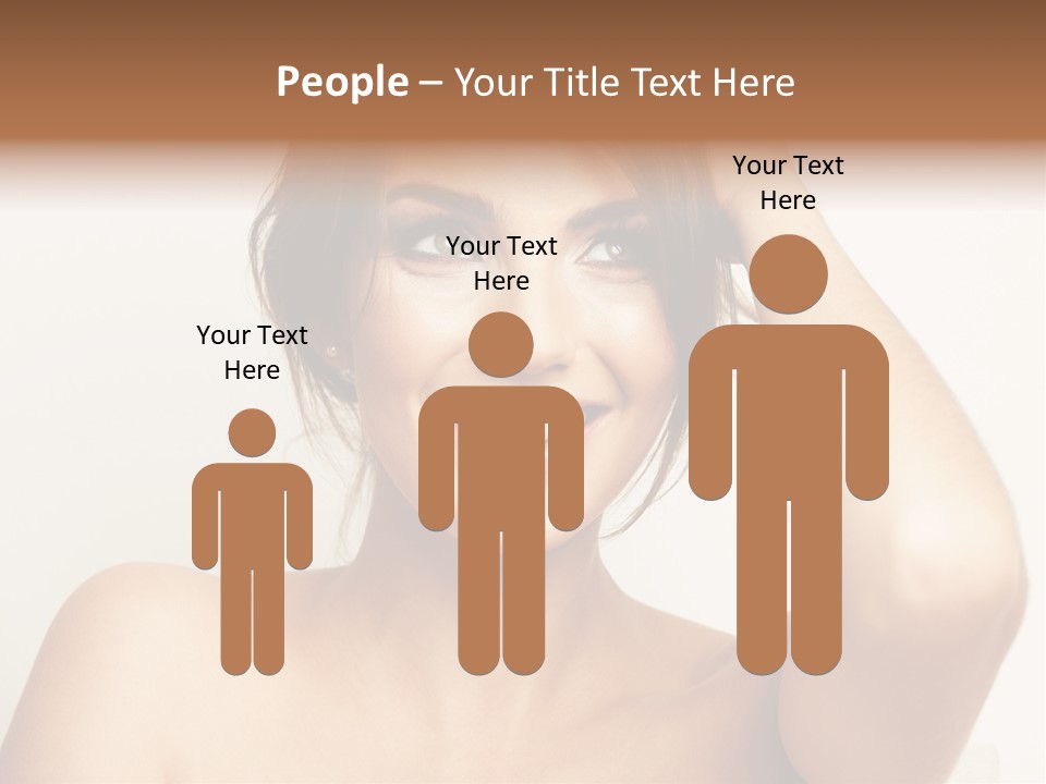 A Woman Is Smiling While Holding Her Hair PowerPoint Template