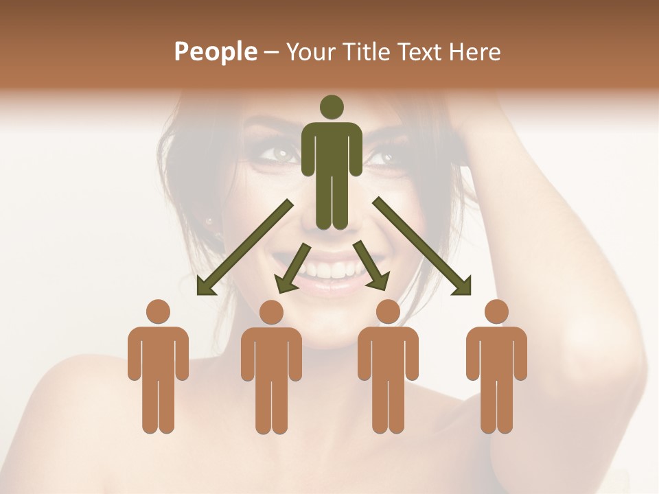 A Woman Is Smiling While Holding Her Hair PowerPoint Template