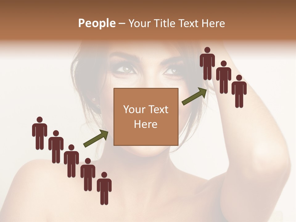 A Woman Is Smiling While Holding Her Hair PowerPoint Template