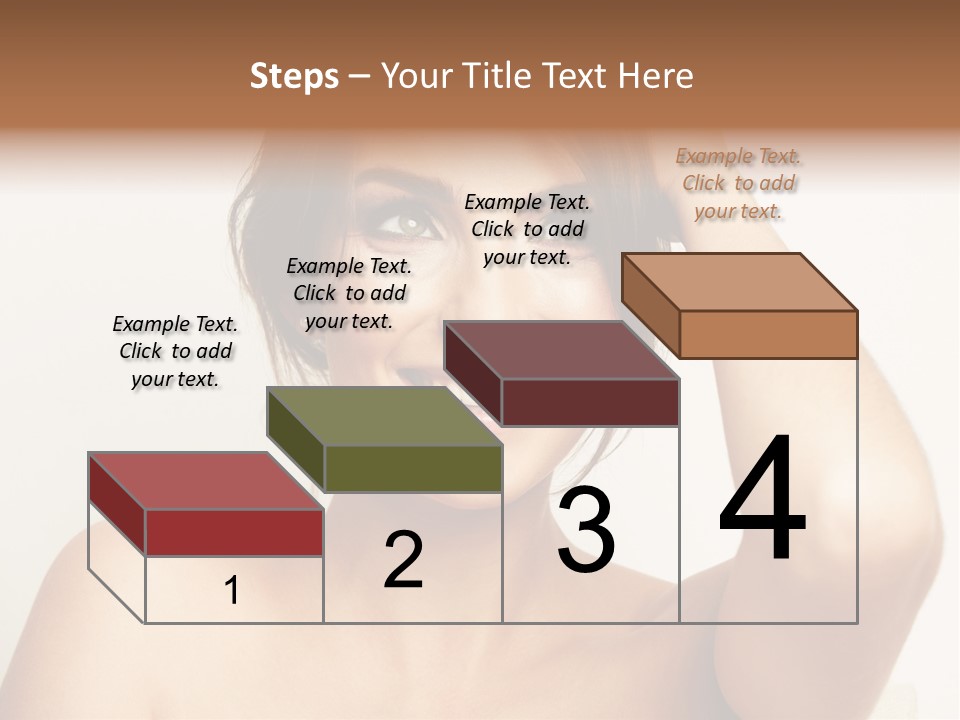 A Woman Is Smiling While Holding Her Hair PowerPoint Template