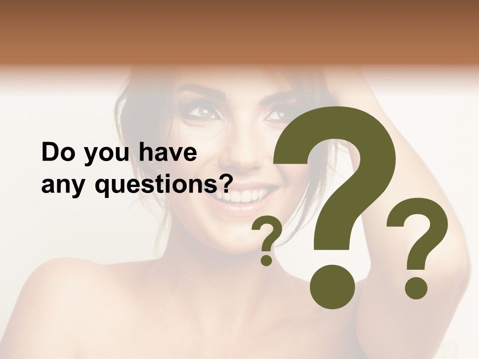 A Woman Is Smiling While Holding Her Hair PowerPoint Template