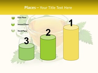 A Cup Of Green Tea With Leaves On A Saucer PowerPoint Template