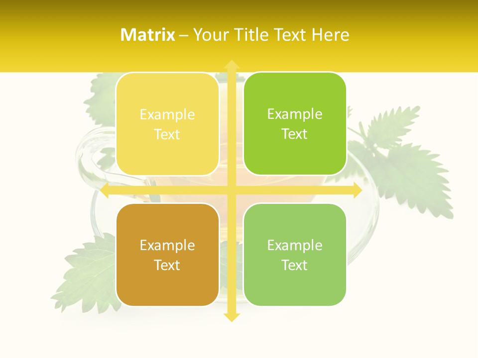 A Cup Of Green Tea With Leaves On A Saucer PowerPoint Template